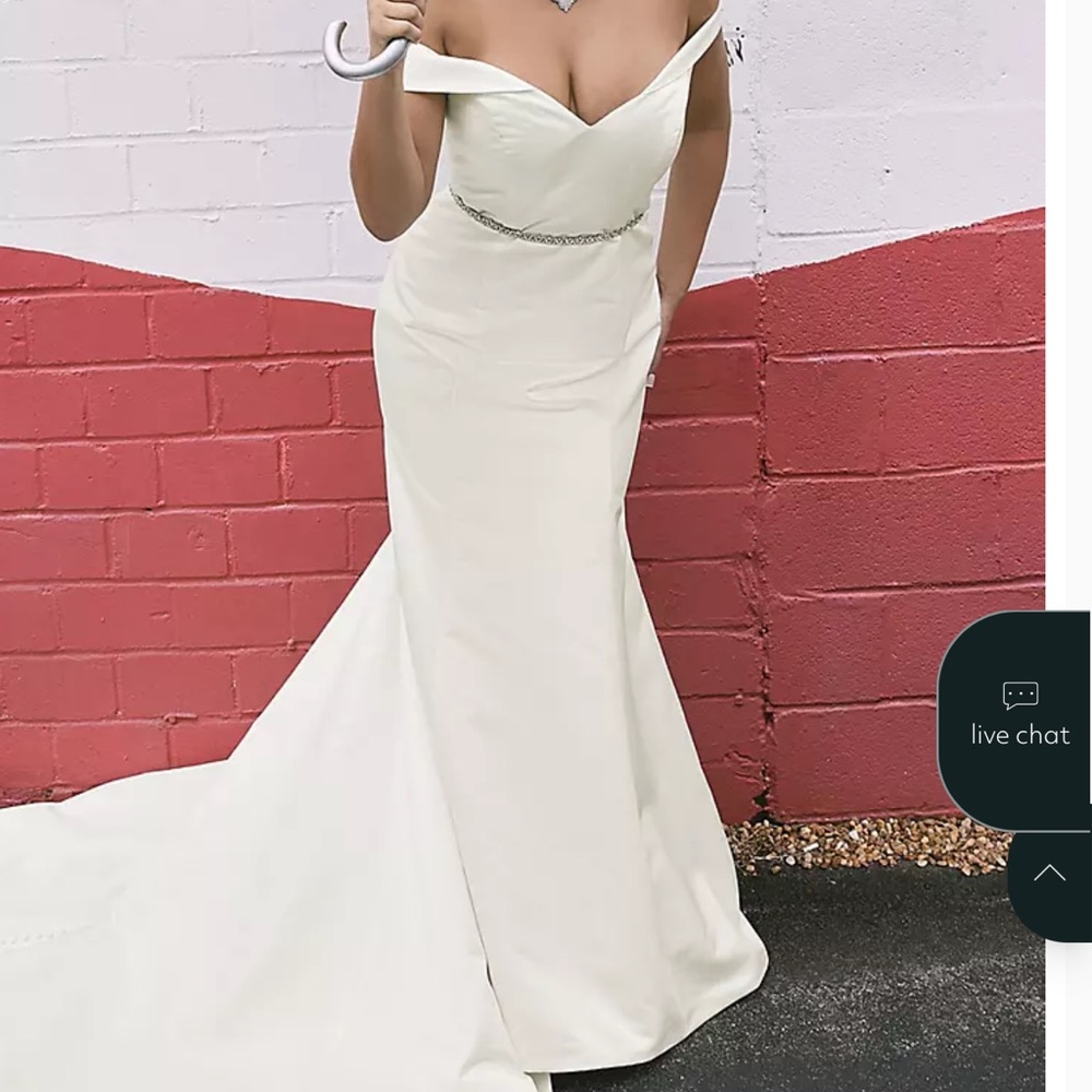 David's Bridal Elegant Cream Wedding Dress - Picture 7 of 7
